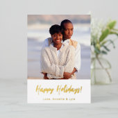 フォイルフォトクリスマスカードテンプレート |ハッピーホリデー 箔シーズンカード (立ち正面)