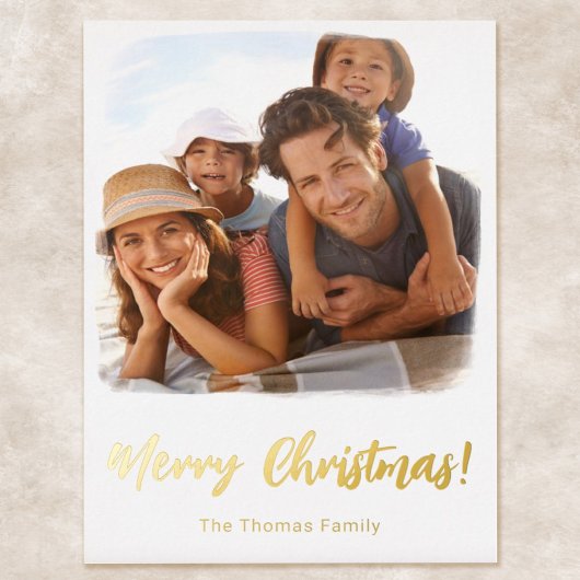 フォイルフォトクリスマスカード水彩テンプレート 箔シーズンカード