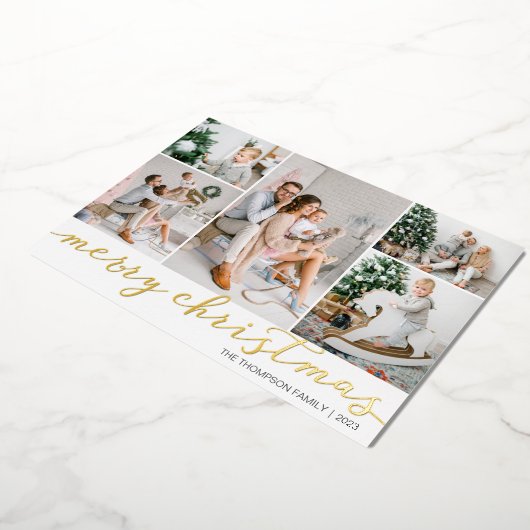 フォイルフォトクリスマスカード(5枚の写真) 箔シーズンカード (回転した状態)