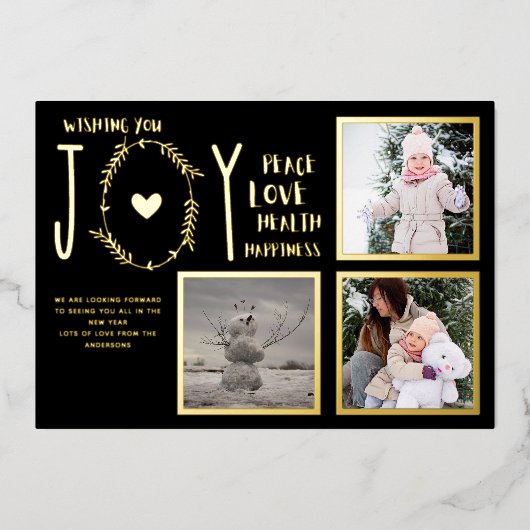 フォイルフォトクリスマスホリデーズニューイヤー2022 2023 箔招待状 (正面)