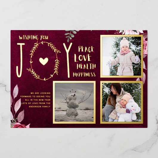 フォイルフォトクリスマスホリデーズニューイヤー2022 2023 箔招待状 (正面)
