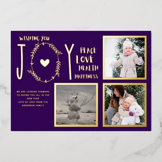 フォイルフォトクリスマスホリデーズニューイヤー2022 2023 箔招待状 (正面)