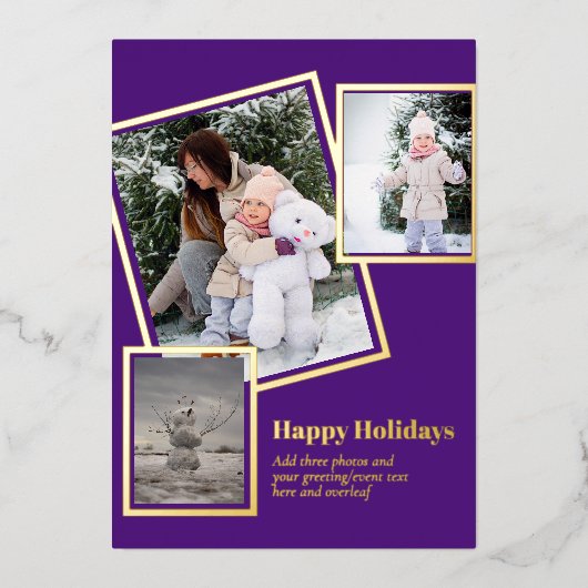 フォイルフォトクリスマスホリデーズニューイヤー2022 2023 箔招待状 (正面)