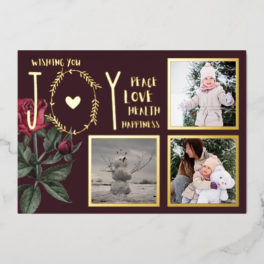 フォイルフォトクリスマスホリデーズニューイヤー2022 2023 箔招待状 (正面)