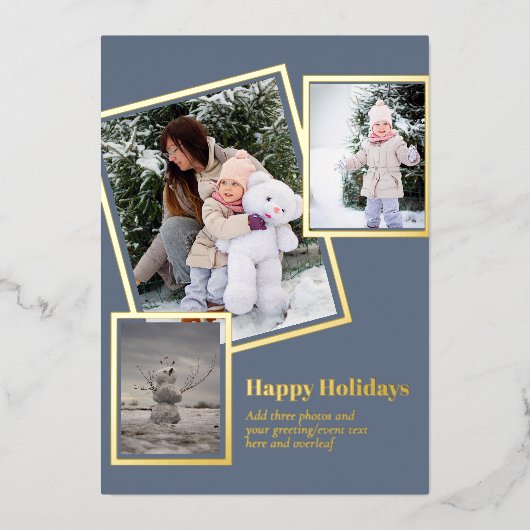 フォイルフォトクリスマスホリデーズニューイヤー2022 2023 箔招待状 (正面)