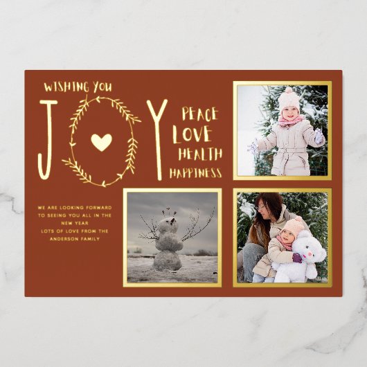 フォイルフォトクリスマスホリデーズニューイヤー2022 2023 箔招待状 (正面)