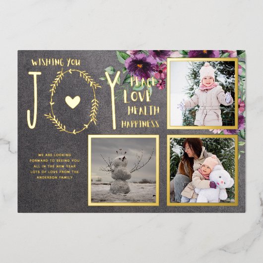 フォイルフォトクリスマスホリデーズニューイヤー2022 2023 箔招待状 (正面)