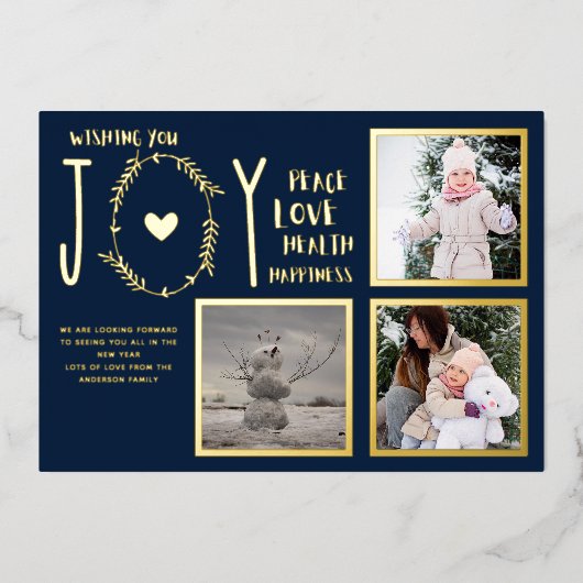 フォイルフォトクリスマスホリデーズニューイヤー2022 2023 箔招待状 (正面)