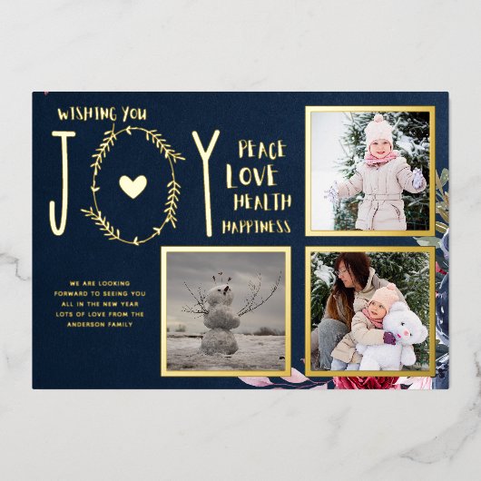 フォイルフォトクリスマスホリデーズニューイヤー2022 2023 箔招待状 (正面)