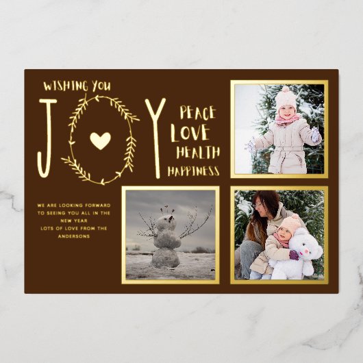 フォイルフォトクリスマスホリデーズニューイヤー2022 2023 箔招待状 (正面)