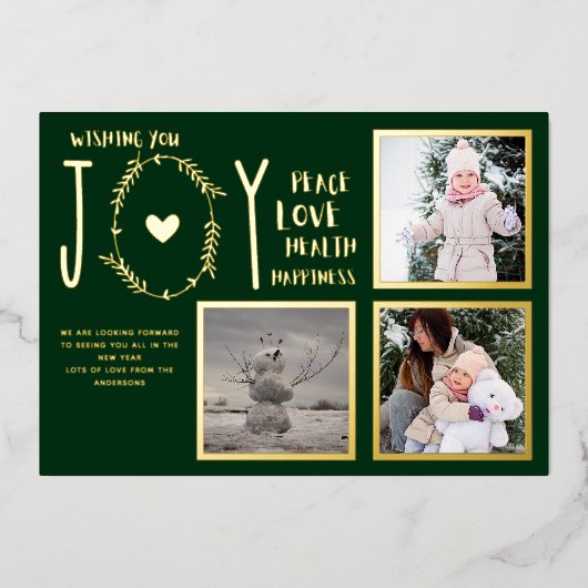 フォイルフォトクリスマスホリデーズニューイヤー2022 2023 箔招待状 (正面)