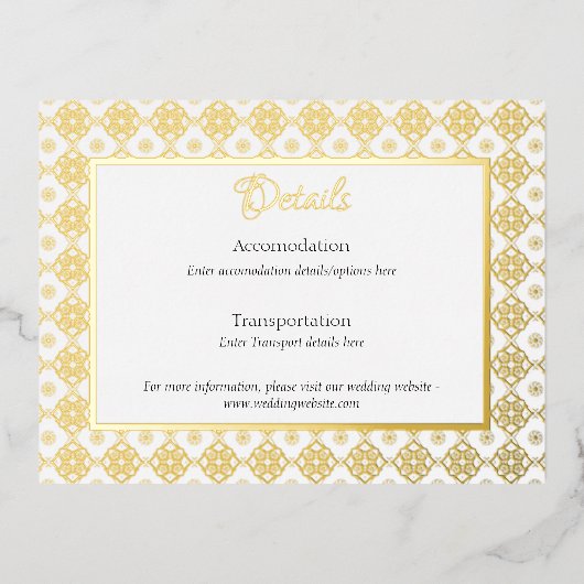 フォイルフォーマルド結婚詳細エンクロージャカード 箔招待状ポストカード (正面)