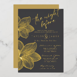 フォイルフラワーウィンターリハーサルディナー招待状 箔招待状