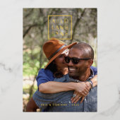 フォイルフレームオールドランシンホリデーカード – ブラック 箔招待状 (正面)