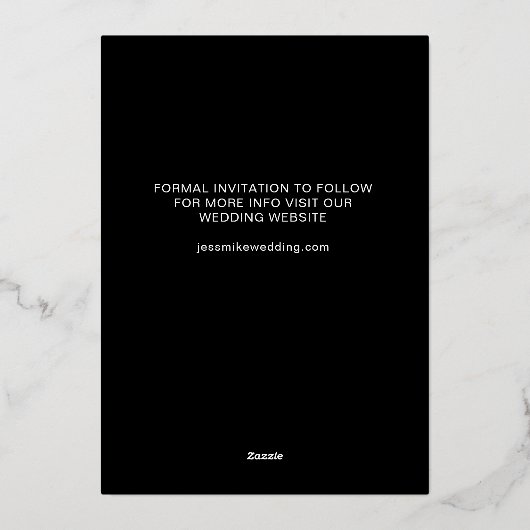 フォイルフレームフォトウェディング日付カードを保存 箔招待状 (裏面)