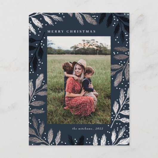 フォイルブランチメリークリスマスフォトフレーム シーズンポストカード (正面)