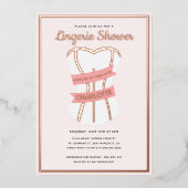 フォイルプレス赤面ピンクリンジェリーブライダルシャワー 箔招待状 (正面)