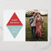 フォイルホリディジオメトリックフォトカード – 赤 箔招待状 (正面)