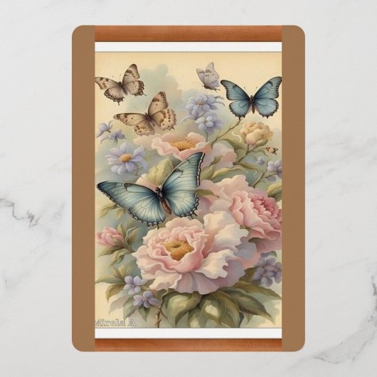 フォイルホリデーカードとフローラデザイン 箔シーズンカード (正面)