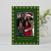 フォイルホリデーカード2フォトファミリークリスマスグリーン 箔シーズンカード (立ち正面)