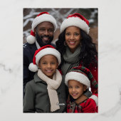 フォイルホリデーカード2フォトファミリークリスマスグリーン 箔シーズンカード (裏面)