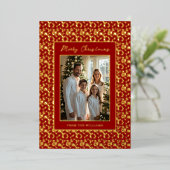 フォイルホリデー編集可能クリスマスカードテンプレート赤 箔シーズンカード (立ち正面)