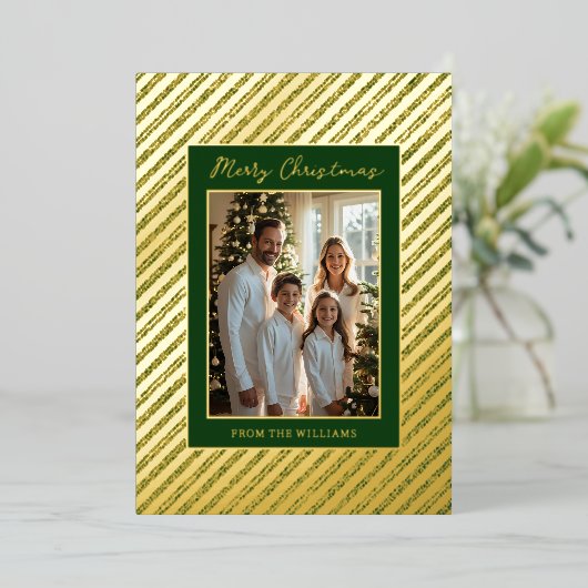 フォイルホリデー編集可能クリスマスカードテンプレート 箔シーズンカード (立ち正面)