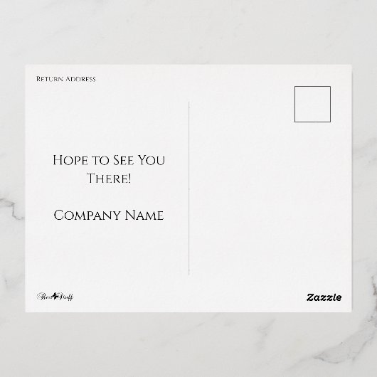 フォイルホリーフレームホリデーパーティーポストカード招待状 箔シーズンポストカード (裏面)