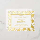 フォイルホリーフレームホリデーパーティーポストカード招待状 箔シーズンポストカード (正面/裏面)