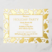 フォイルホリーフレームホリデーパーティーポストカード招待状 箔シーズンポストカード (正面)