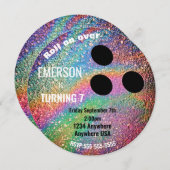 フォイルボウリングボール,ボーリング,グローバースデーパーティー 招待状 (正面/裏面)