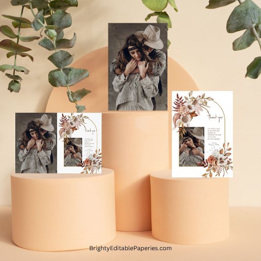 フォイルボホーカウボーイ&ブライド結婚ズサンキューカード 箔カード