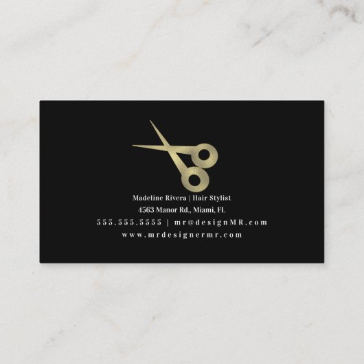 フォイルマモダンーブルモノクロ美容師サロンB 名刺 (裏面)