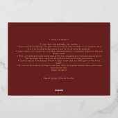 フォイルミニマルクラシックリストのクリスマスレッド3枚の写真 箔シーズンカード (裏面)