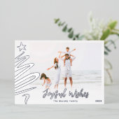 フォイルミニマルファミリービーチクリスマスフォトカード 箔シーズンカード (立ち正面)