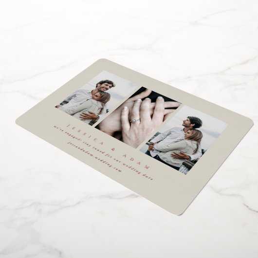 フォイルミニマル3フォト婚約発表 箔招待状 (回転した状態)