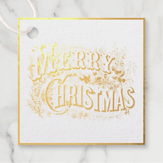 フォイルメッセージカード:ヴィンテージメリークリスマス フェイバータグ (正面)