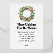 フォイルメリークリスマスカードの写真リース金ゴールド 箔シーズンカード (裏面)