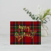 フォイルメリークリスマススススススススススチュワートタータンチェック 箔シーズンポストカード (立ち正面)