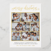 フォイルメリークリスマスレタリング6フォトホリデー 箔シーズンカード (正面)