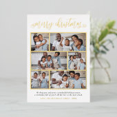 フォイルメリークリスマスレタリング6フォトホリデー 箔シーズンカード (立ち正面)