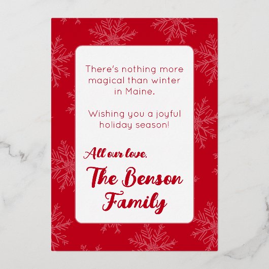 フォイルメーンファミリーホリデーカード 箔シーズンカード (裏面)