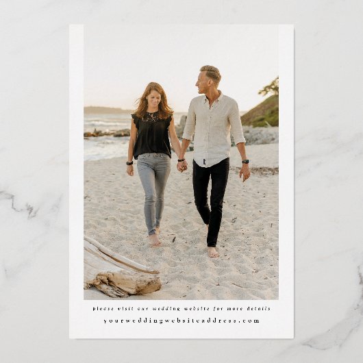 フォイルモダンエレガンス写真Save the Date Card 箔招待状 (裏面)