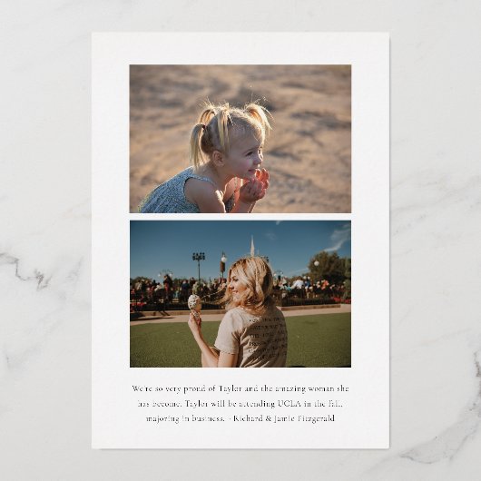 フォイルモダンミニマルトレンディーフォトグラッド発表 箔招待状 (裏面)