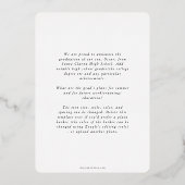 フォイルモダン文字卒業写真の発表 箔招待状 (裏面)