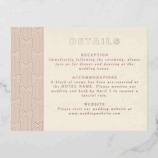 フォイルモダン詳細カード 箔招待状ポストカード (正面)