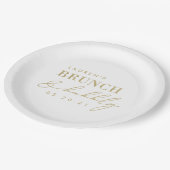 フォイルモダン金ゴールドブランチとバブリーブライダルシャワー ペーパープレート (アングル)