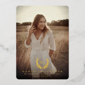 フォイルモノグラム2写真卒業発表 箔招待状 (正面)