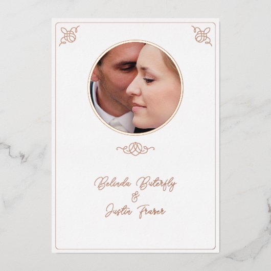 フォイルラインカップル結婚式招待状フォイルインビタット 箔招待状 (正面)