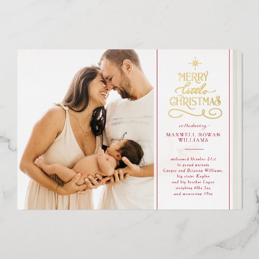 フォイルリッメリートルクリスマスホリデー新生児 箔シーズンカード (正面)